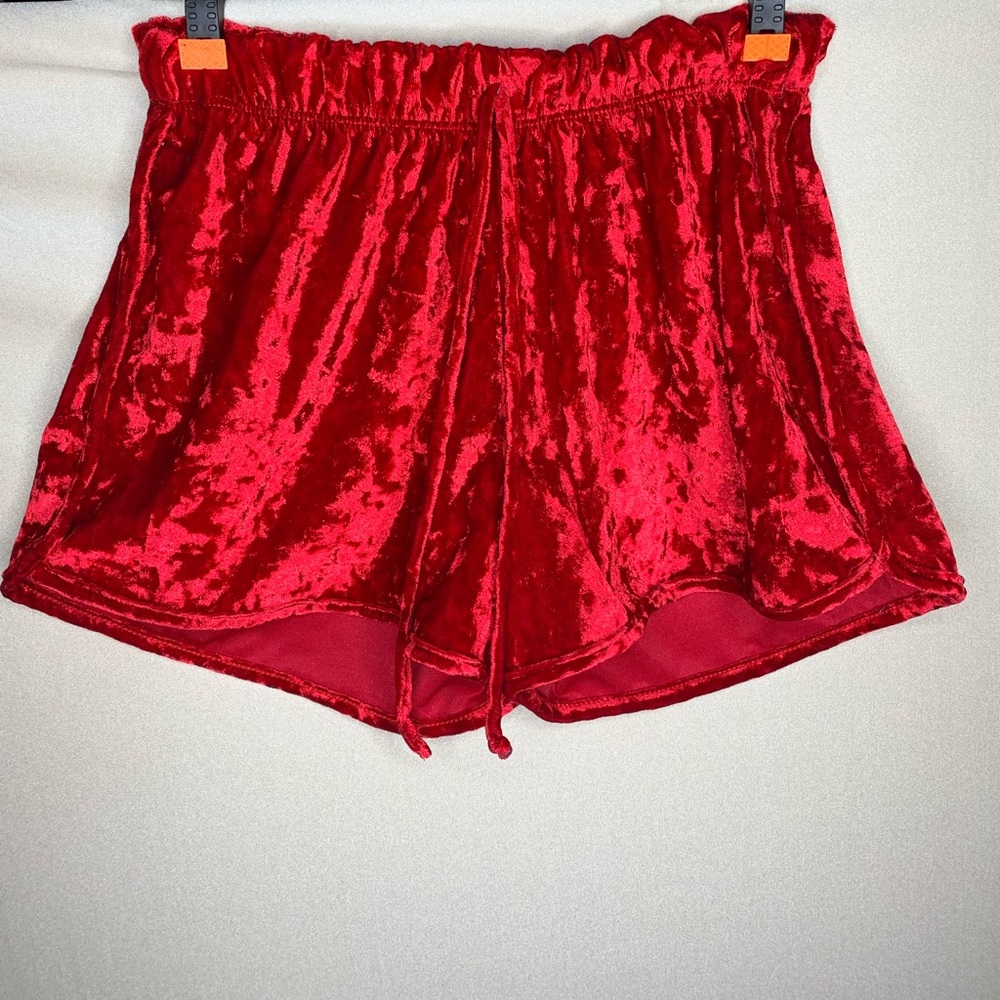 Red velvet shorts